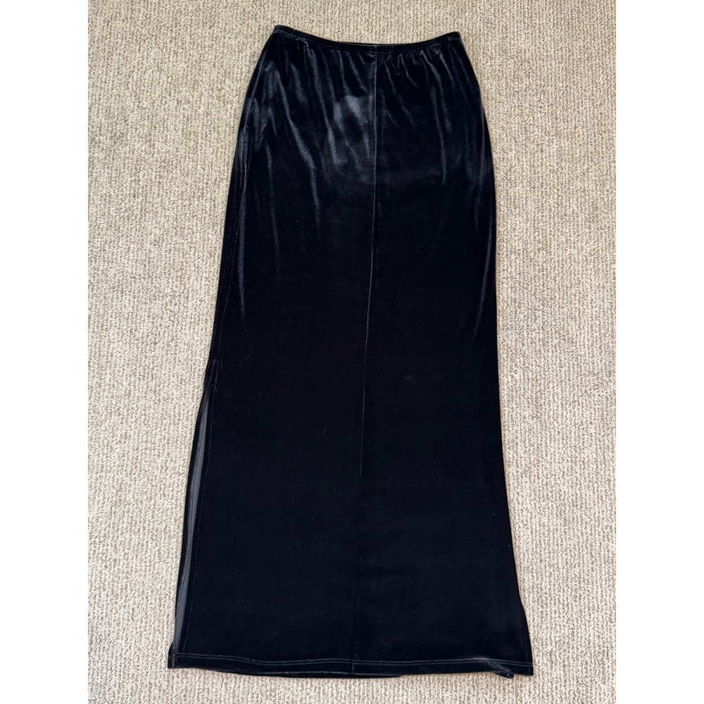 VTG Innocent Juniors M Velvet Pull On Skirt Velour Slit Y2K Whimsigoth Grunge